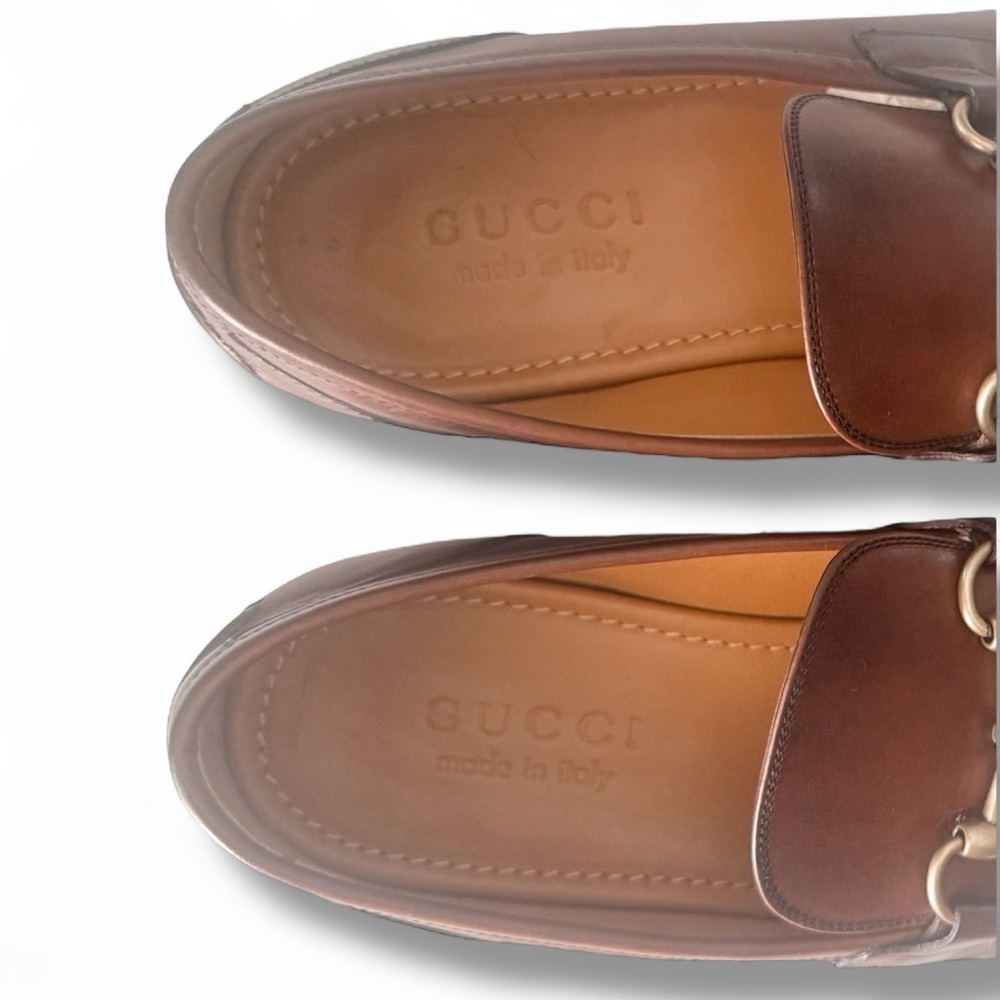 Gucci Brown Leather Horsebit Loafers - Picture 11 of 14